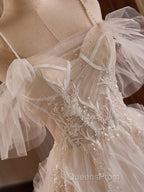 Off Shoulder Tulle Lace Light Champagne Long Evening Prom Dress, Light Champagne Sweet 16 Dress