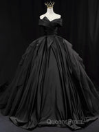 Off Shoulder Tulle Satin Blue Long Evening Prom Gown, Blue Long Evening Dress