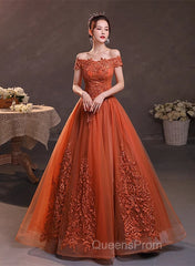 Off Shoulder Tulle With Lace Sweetheart Long Formal Dress, Sweet 16 Dress