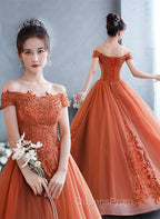 Off Shoulder Tulle With Lace Sweetheart Long Formal Dress, Sweet 16 Dress