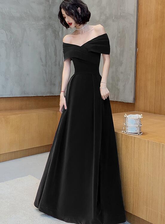 Off Shoulder Velvet Floor Length Sweetheart Classy Evening Dress, A-Line Long Classy Prom Dress