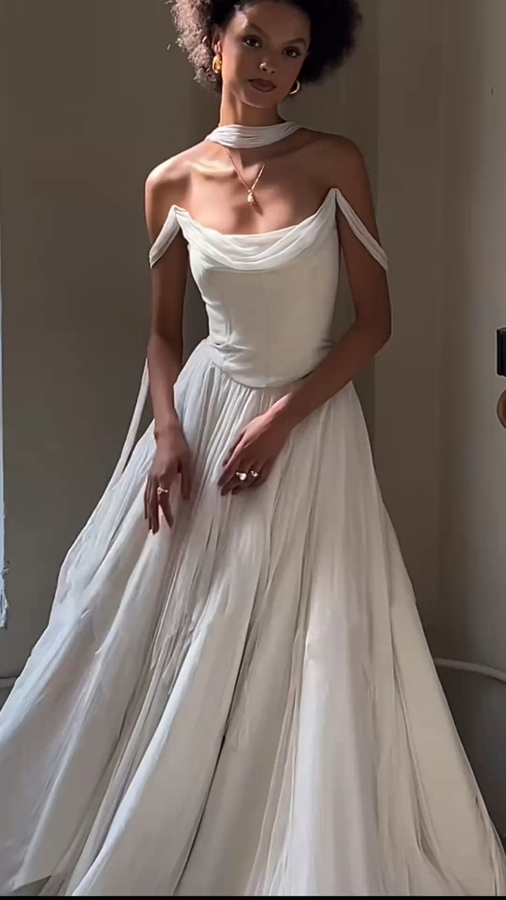 Off Shoulder White Beautiful Wedding Dress Long Classy Dress