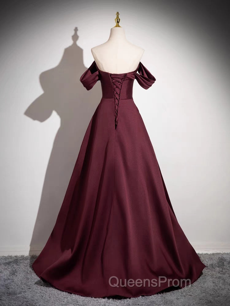 Off The Shoulder A-Line Satin Ruched Floor Length Evening Prom Dress