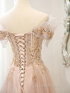 Off The Shoulder A Line Tulle Long Evening Prom Dress Formal Evening Dress