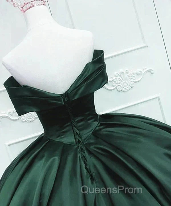 Off The Shoulder Ball Gown Dark Green Satin Quinceanera Dress Princess Dress Evening Prom Dress Secondary image