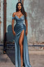 Off The Shoulder Beaded Satin Long Classy Prom Dress