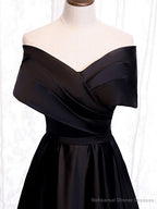 Off the Shoulder Black Long Prom Dresses, Black Off Shoulder Formal Evening Dresses