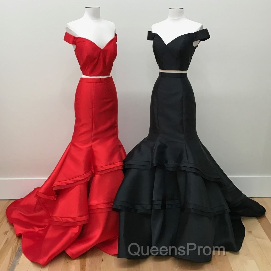 Off The Shoulder Burgundy Evening Dress Mermaid New Two Piece Evening Prom Dress Secondary image