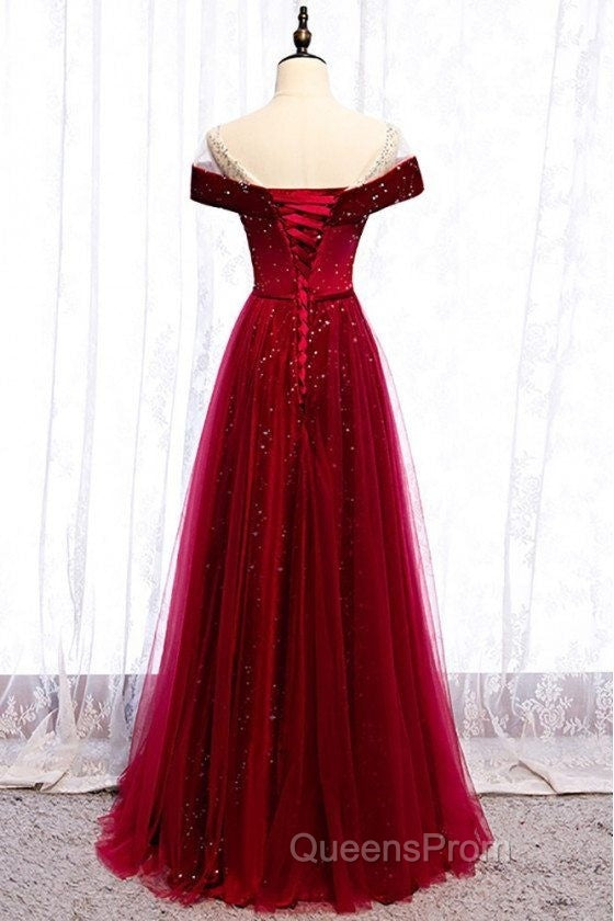 Off The Shoulder Burgundy Formal Long Evening Prom Dress A Line Velvet Evening Dress Secondary image