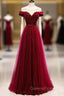 Off The Shoulder Burgundy Formal Long Evening Prom Dress A Line Velvet Evening Dress
