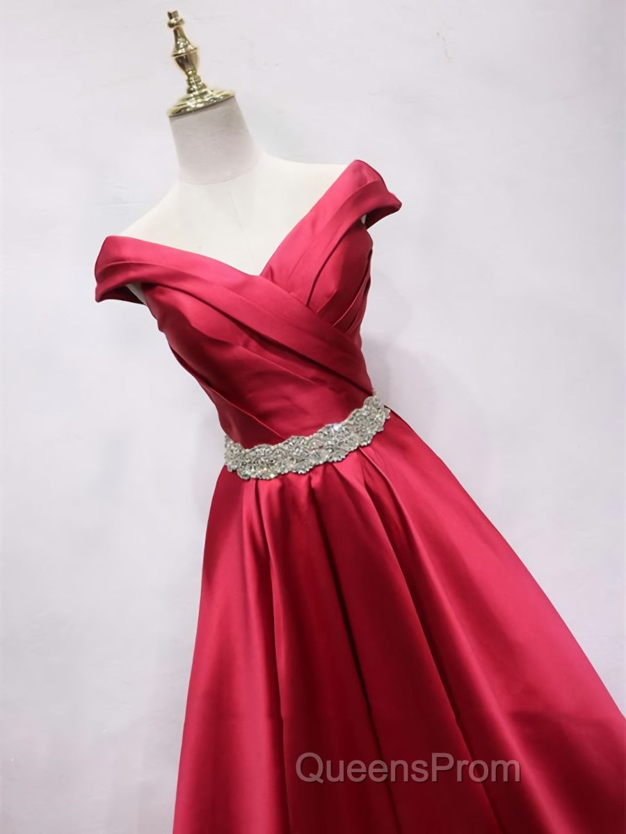 Off the Shoulder Burgundy Long Evening Prom Dress, Off Shoulder Wine Red Formal Evening Dress