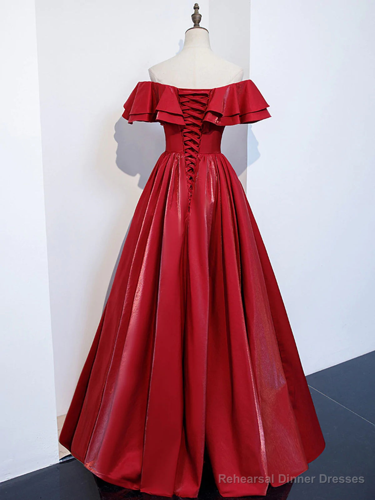 Off the Shoulder Burgundy Long Prom Dresses, Off Shoulder Wine Red Long Formal Evening Dresses Secondary image