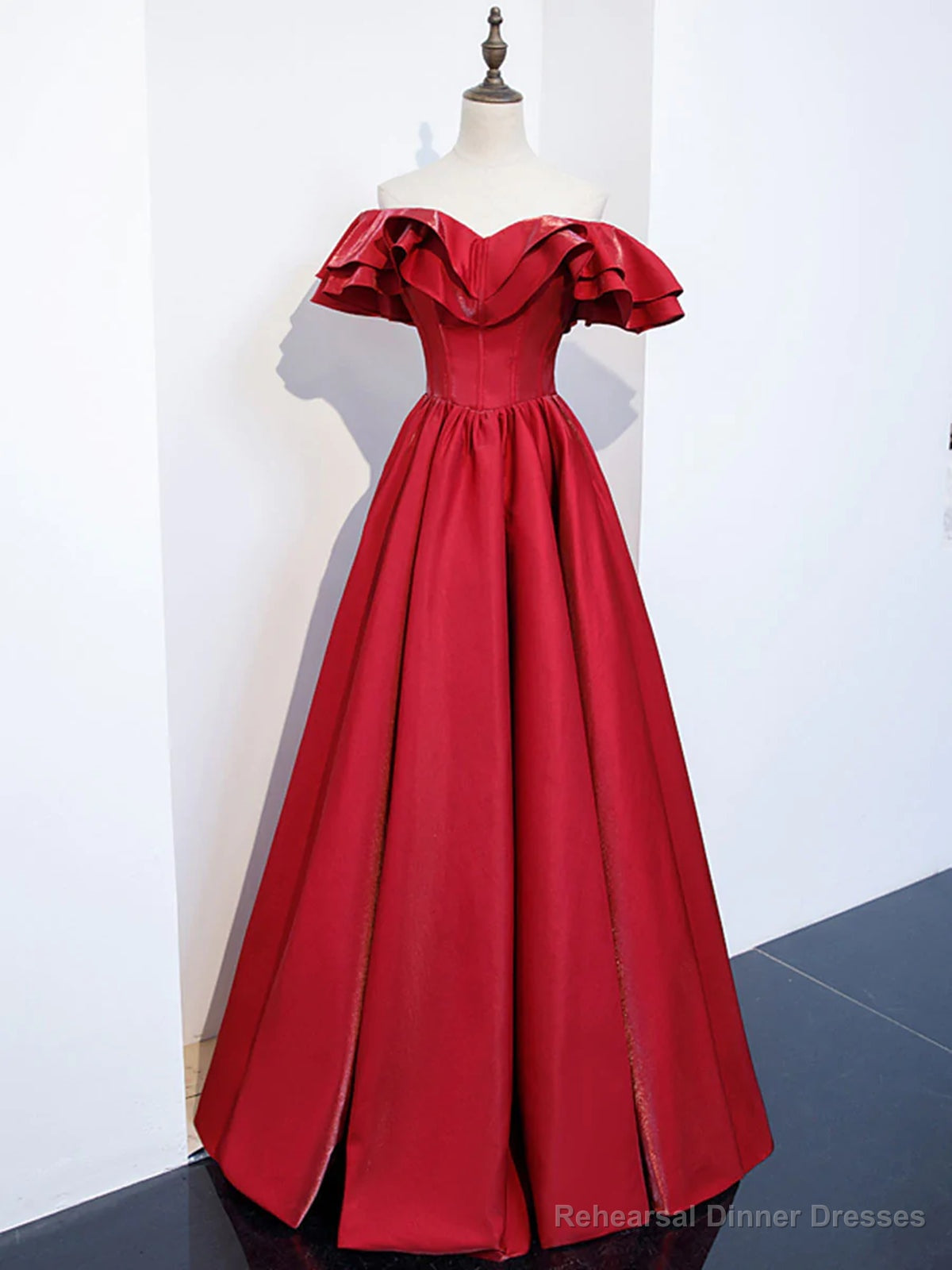 Off the Shoulder Burgundy Long Prom Dresses, Off Shoulder Wine Red Long Formal Evening Dresses Main image