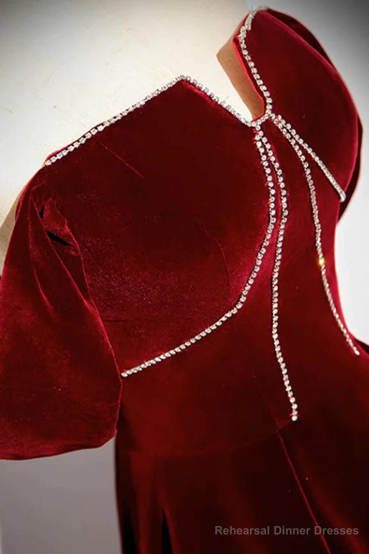 Off the Shoulder Burgundy Velvet Long Prom Dresses, Off Shoulder Wine Red Long Formal Evening Dresses Secondary image