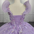 Off-The-Shoulder Deep V Neck Long Wedding Dress With Applique