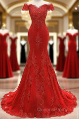 Off The Shoulder Embroidered Floral And Beads In Lace Mermaid Evening Gown Evening Prom Dress