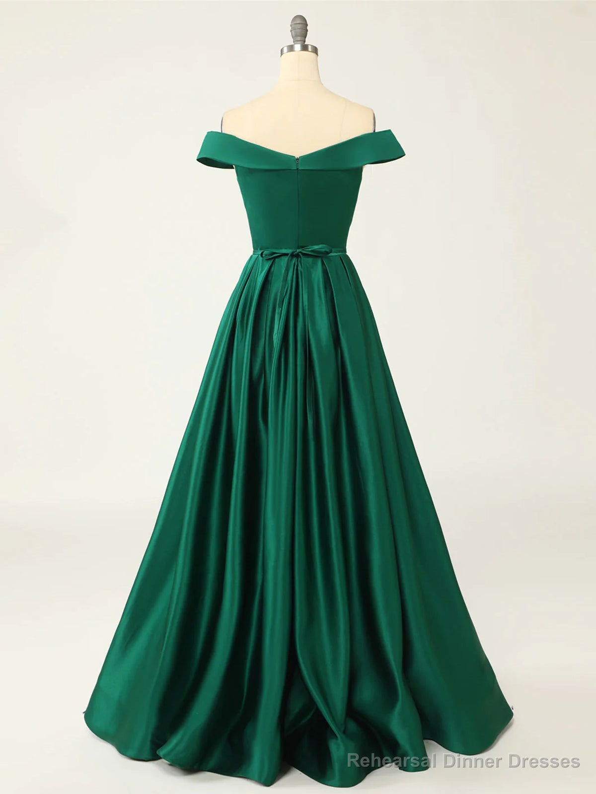 Off the Shoulder Green Long Prom Dresses, Off Shoulder Green Long Formal Evening Dresses Secondary image