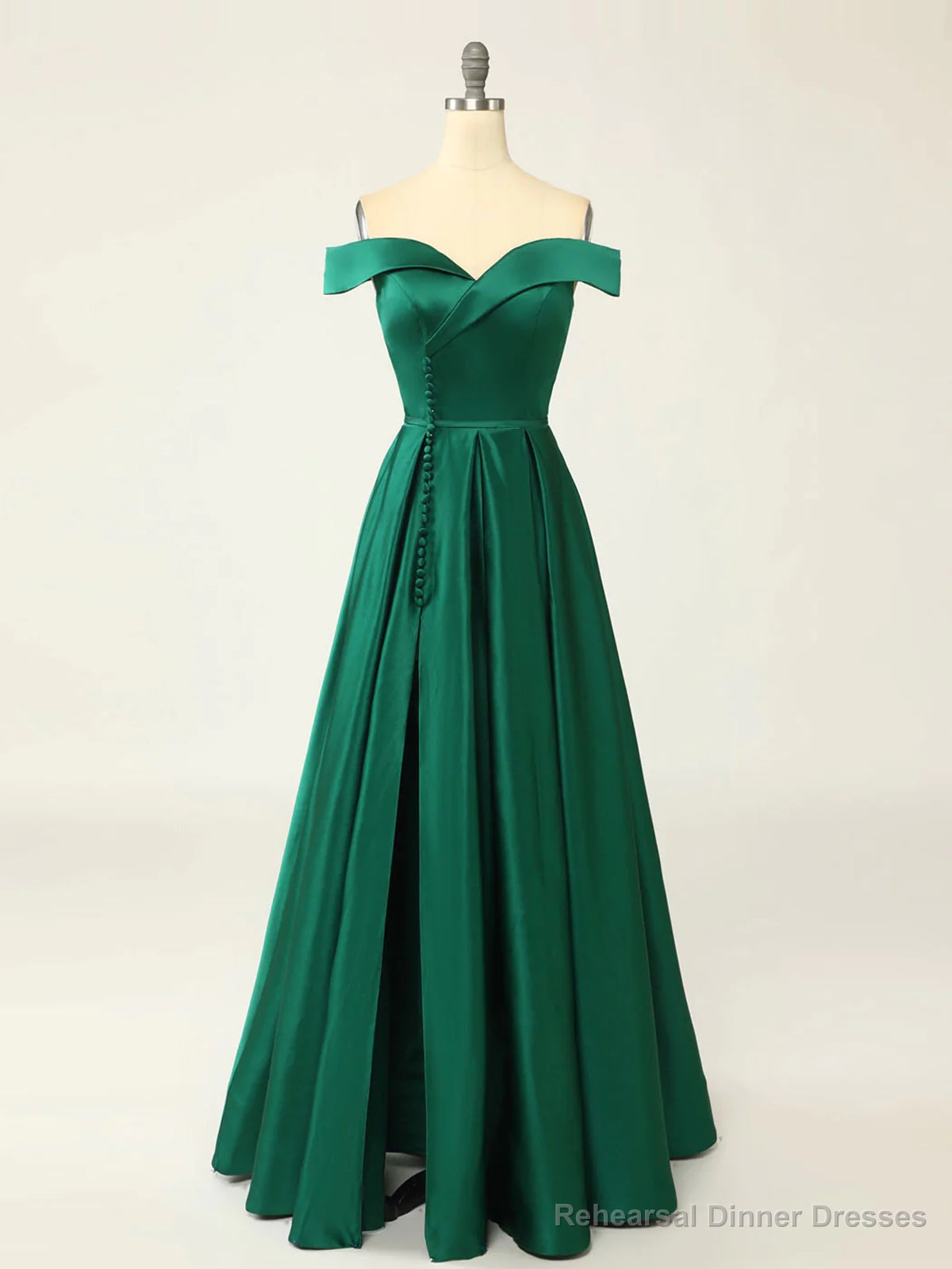 Off the Shoulder Green Long Prom Dresses, Off Shoulder Green Long Formal Evening Dresses Main image