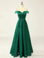 Off the Shoulder Green Long Prom Dresses, Off Shoulder Green Long Formal Evening Dresses