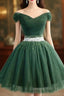 Off The Shoulder Green Tulle Short Homecoming Dress