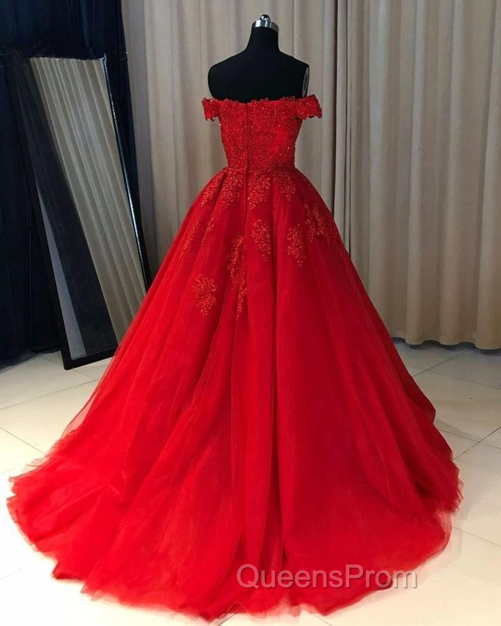 Off The Shoulder Lace Red Evening Prom Dress A Line Sequin Evening Gowns Secondary image