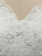 Off-the-Shoulder Lace Sequins Ball Gown Wedding Dress