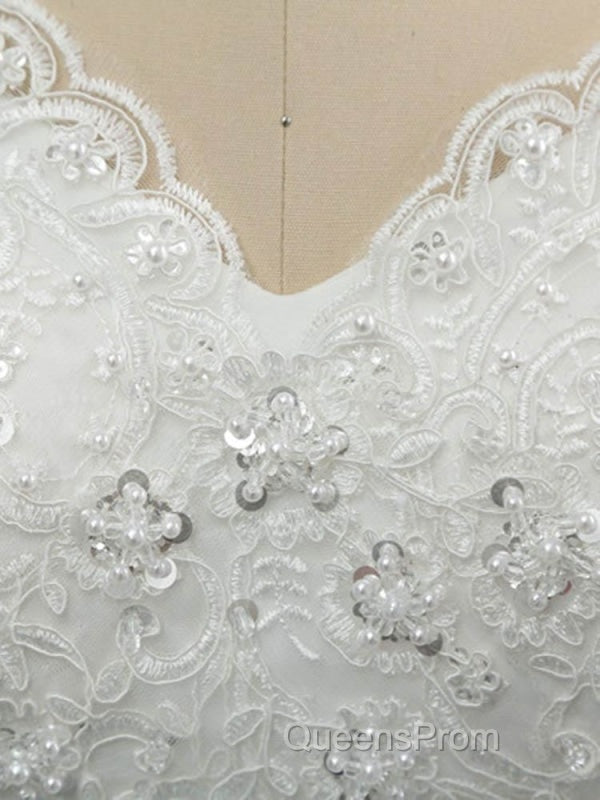 Off-the-Shoulder Lace Sequins Ball Gown Wedding Dress