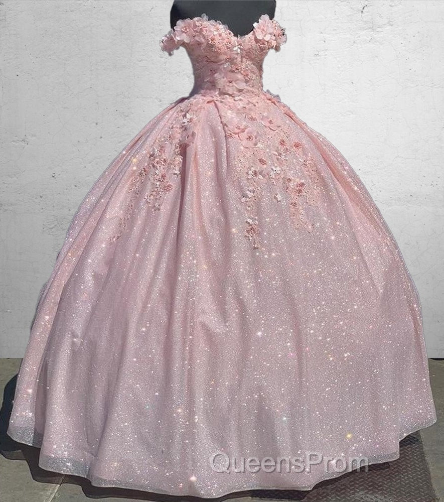 Off the Shoulder Lavender Sequin 3D Floral Quinceanera Dress