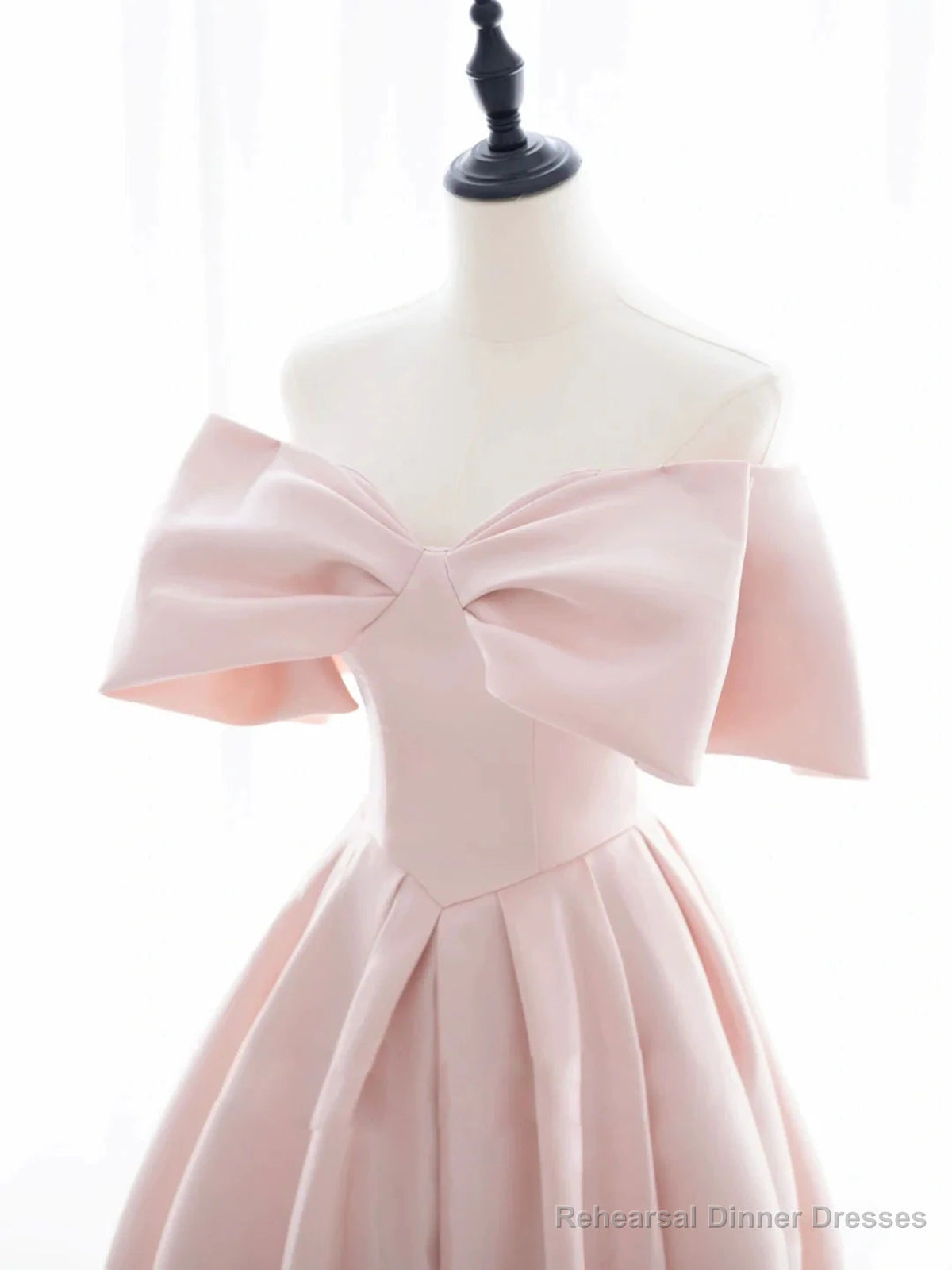 Off the Shoulder Light Pink Long Prom Dresses, Light Pink Long Formal Graduation Dresses Secondary image
