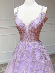 Off the Shoulder Long Purple Prom Dresses, Off Shoulder Purple Lace Formal Evening Dresses