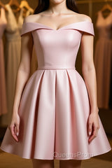 Off The Shoulder Pink Homecoming Dress Short Evening Prom Dress, Off Shoulder Graduation Dress, Formal Dress, Evening Dress