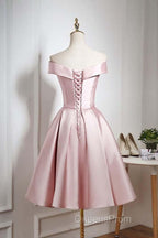 Off The Shoulder Pink Homecoming Dress Short Evening Prom Dress, Off Shoulder Graduation Dress, Formal Dress, Evening Dress