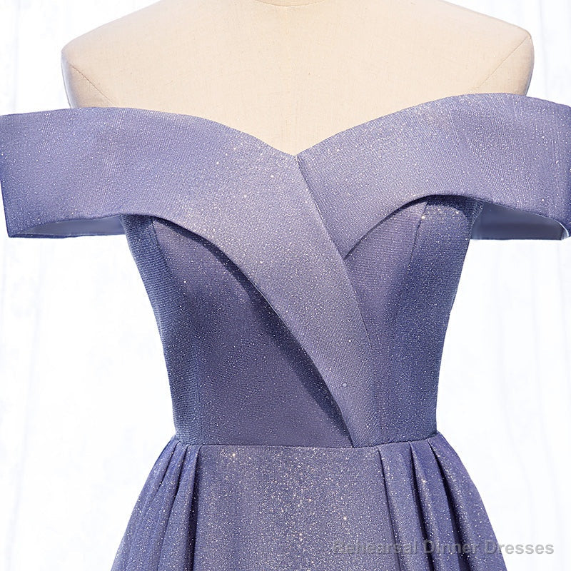 Off the Shoulder Purple Ombre Long Prom Dresses, Off Shoulder Purple Formal Dress