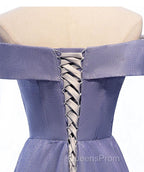 Off the Shoulder Purple Ombre Long Evening Prom Dress, Off the Shoulder Purple Formal Evening Dress with Corset Back