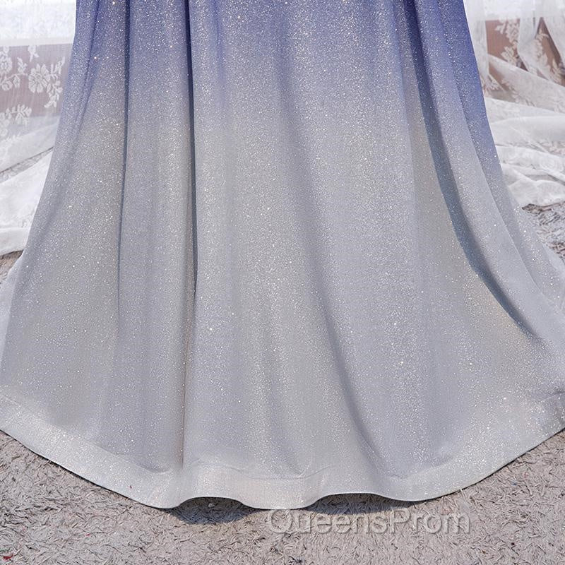 Off the Shoulder Purple Ombre Long Evening Prom Dress, Off the Shoulder Purple Formal Evening Dress with Corset Back