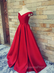Off the Shoulder Red Long Evening Prom Dress, Red Long Formal Evening Dress