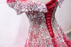 Off the Shoulder Red Long Evening Prom Gown, Off the Shoulder Red Beaded Formal Evening Dress
