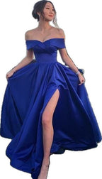 Off The Shoulder Royal Blue Classy Prom Dress