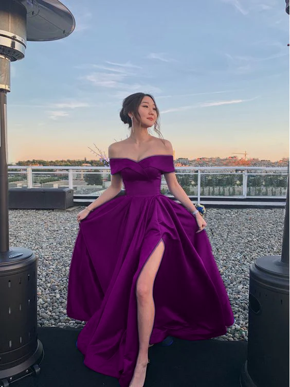 Off The Shoulder Royal Blue Classy Prom Dress