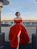 Off The Shoulder Royal Blue Classy Prom Dress