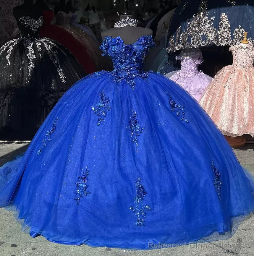 Off the Shoulder Royal Blue Quinceanera Dresses with Appliques Main image