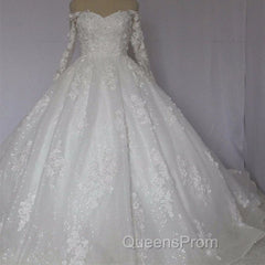 Off The Shoulder Royal Train Lace Wedding Dress Ball Gowns