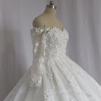 Off The Shoulder Royal Train Lace Wedding Dress Ball Gowns