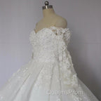 Off The Shoulder Royal Train Lace Wedding Dress Ball Gowns