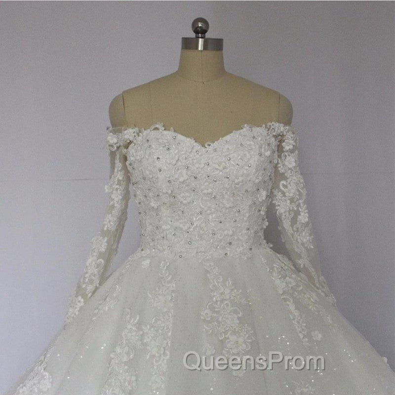 Off The Shoulder Royal Train Lace Wedding Dress Ball Gowns