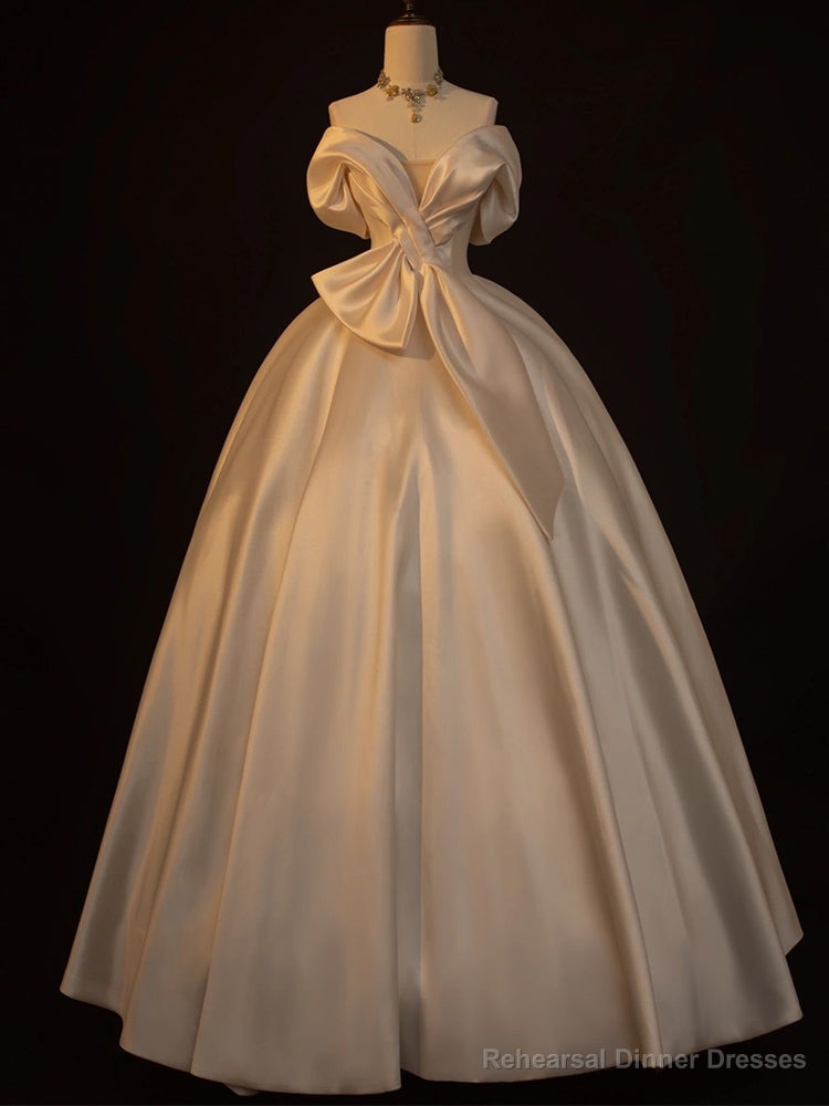 Off the Shoulder Satin Wedding Dress Main image