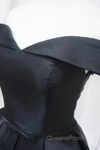 Off the Shoulder Short Black Evening Prom Dress, Off Shoulder Short Black Formal Graduation Dress
