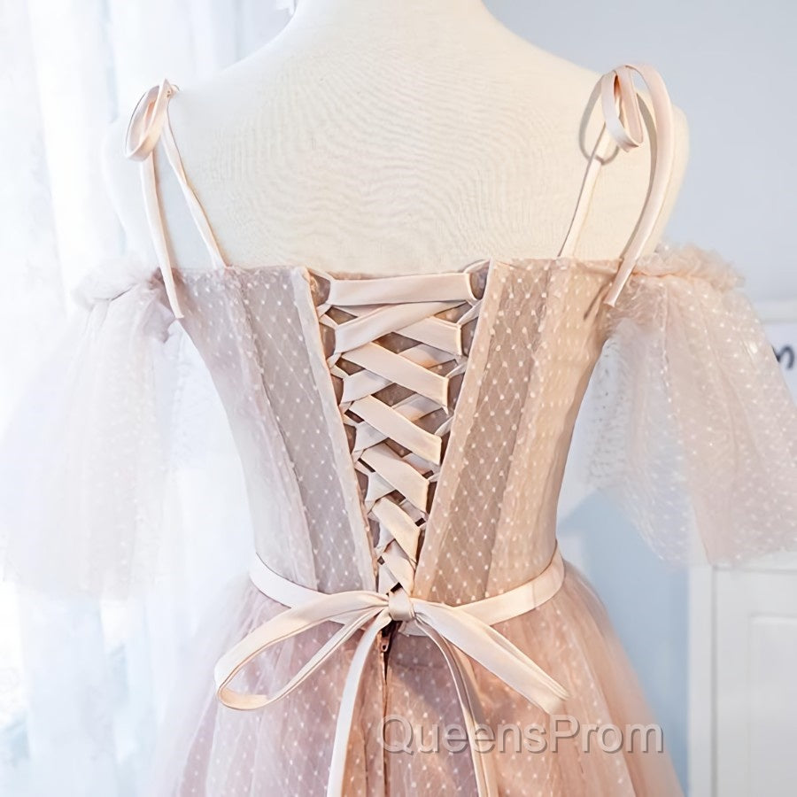Off the Shoulder Short Pink Evening Prom Dress with Corset Back, Short Pink Formal Graduation Bridesmaid Dress