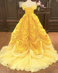 Off The Shoulder Taffeta Ball Gown Quinceanera Dress Yellow