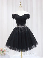 Off The Shoulder Tulle Red Short Evening Prom Dress Lace Up
